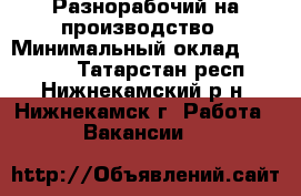 Разнорабочий на производство › Минимальный оклад ­ 30 000 - Татарстан респ., Нижнекамский р-н, Нижнекамск г. Работа » Вакансии   